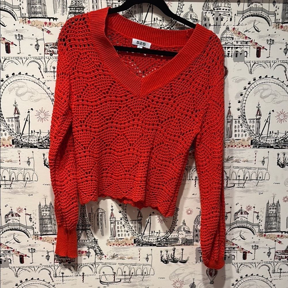 525 America V-Neck Red Knit Sweater